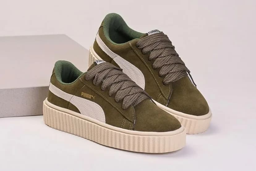 Tênis Puma Suede plataforma verde